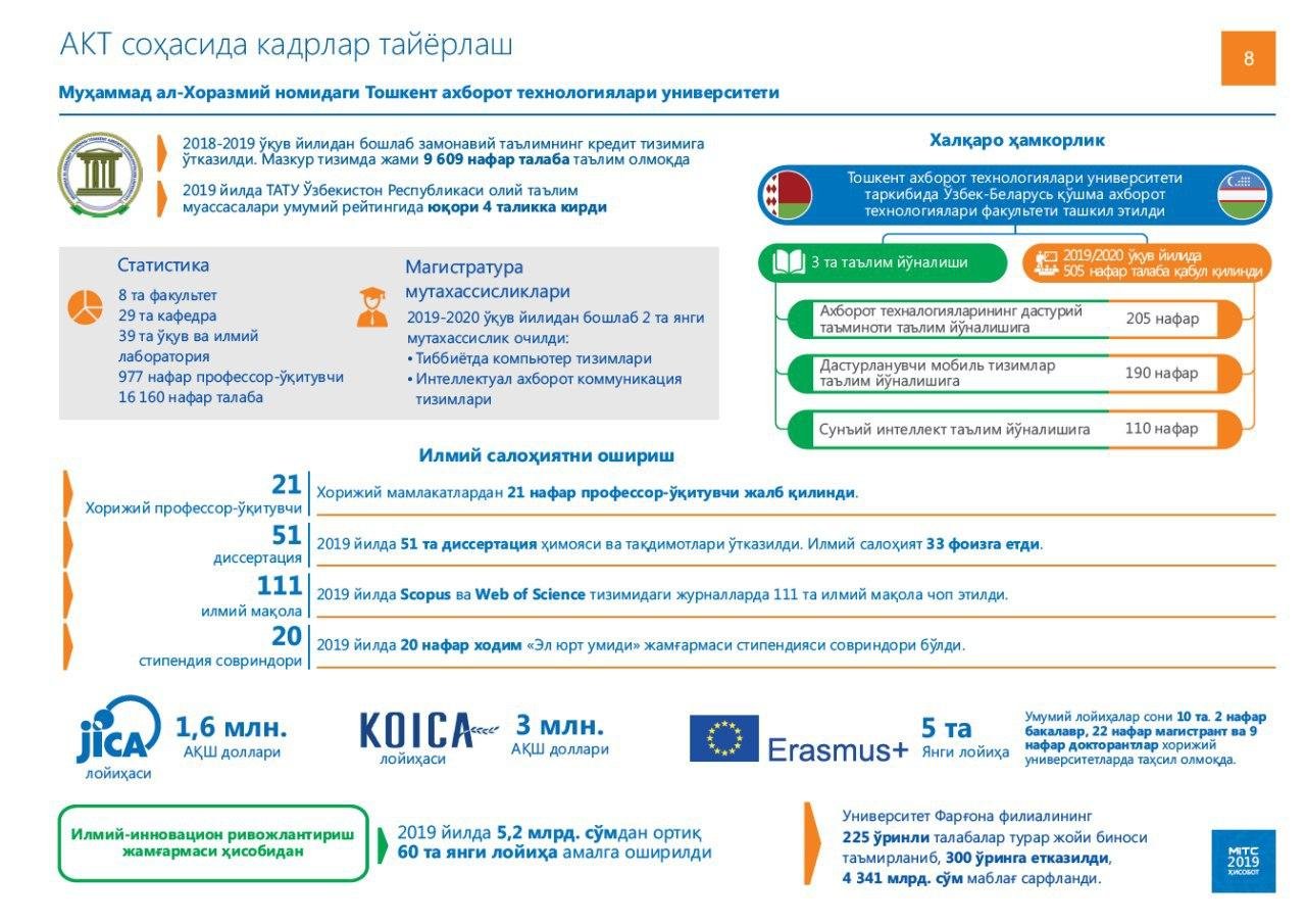 Axborot-kommunikatsiya texnologiyalari sohasida ta’limni yanada rivojlantirish yo‘nalishida ham bir qator ishlar amalga oshirildi.