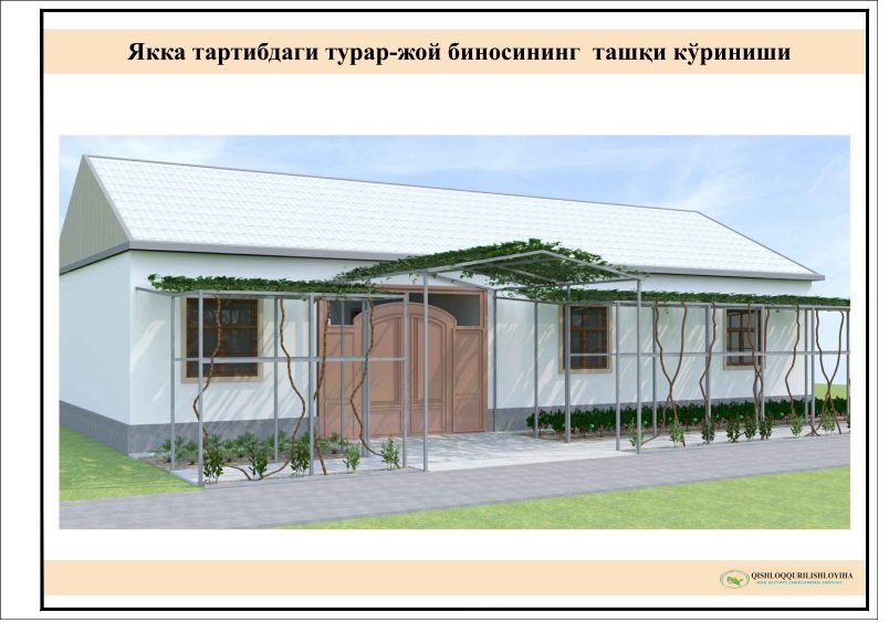 Maxallalarning arxitektura qiyofasi va infratuzilmasini yaxshilashi,qishloq joylarda yakka tartibdagi uy-joylarning ko'rinishi